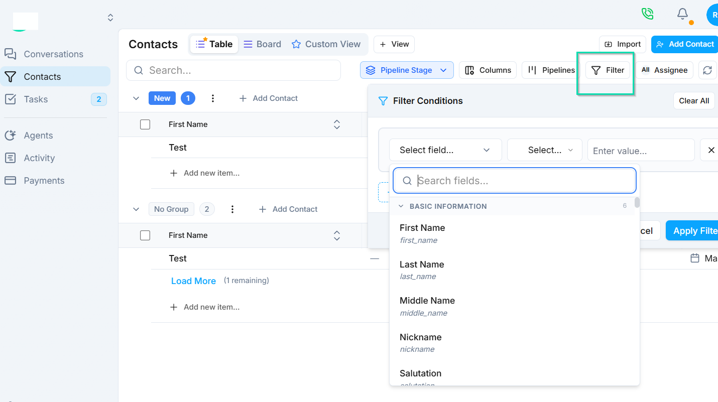 Search and filters